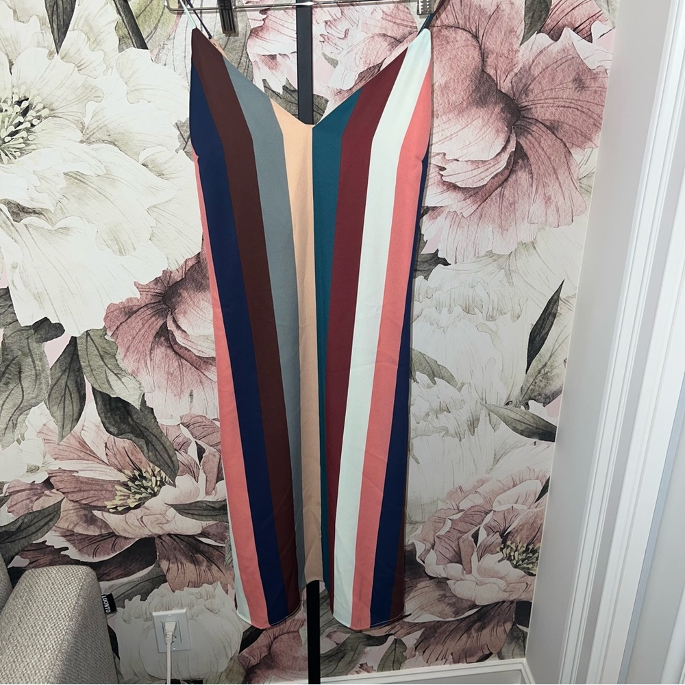 Lulu's Erina Mauve Multi Stripe Midi Slip Dress - image 1